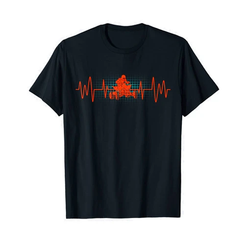 Cool Motorsports EKG Riding Racing Motorbike Lover Funny ATV Heartbeat Four Wheeler Quad Bike Biker Gift Men T-Shirt