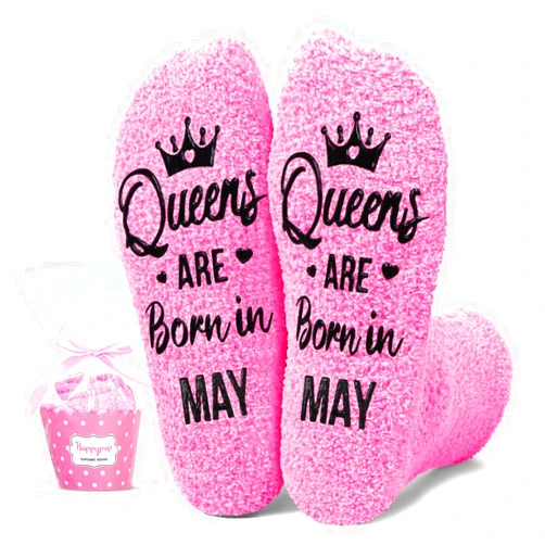 HAPPYPOP Birthday Gifts Ideas for Mom - Pink Month Birthday Socks for Women