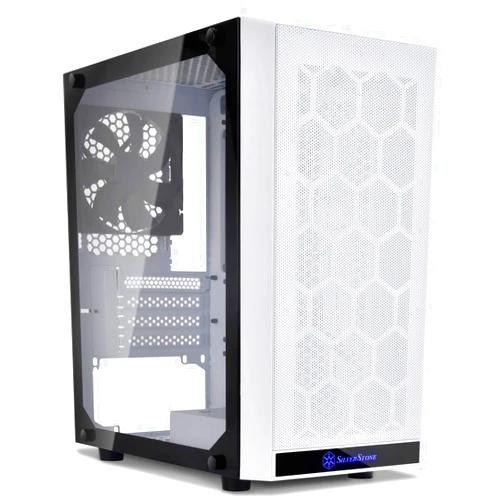 SilverStone Technology Silverstone SST-PS15W-G (White + Tempered Glass Window) Micro-ATX, Mini-DTX, Mesh Front Panel, Steel Body, Tempered Glass Side Panel