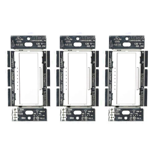 Lutron Maestro LED+ Dimmer Switch (3 Pack) | for Dimmable LED, Halogen & Incandescent Bulbs, Single-Pole or Multi-Location | MACL-153M-WH | White