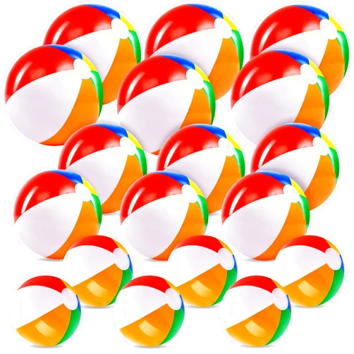 JOYIN Rainbow Beach Balls(18 Pack), Inflatable Swimming Pool Toys for Summer Water Games Kids Birthday Party Supplies Combo Set Include Inflatable Beach Balls in 20” (6), 16” (6) and 12” (6)