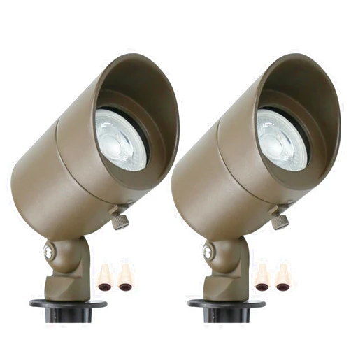 Lumina Lighting® 5W Landscape Lighting 12V Landscape Lights Low Voltage Landscape Spotlights Warm White Waterproof Outdoor Replaceable LED Bulb for Garden,Lawn,Porch,Patio and Yard (Bronze) (2-Pack)