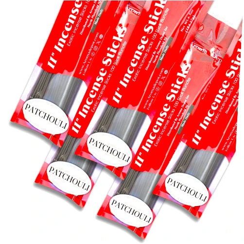 Aroma Depot Most Exotic Patchouli 11'' Incense Sticks. 500 Pack Bulk Wholesale, Each Natural Stick Burns for 45 mins to 1 Hour. Long Lasting Fragrance. Great for Your Local Retail Store.
