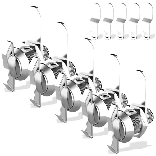 PAULINN 5/8 Inch Thumb Operated Offset Cam Lock Latch for Cabinet Mailbox Drawer RV Compartment Camper Storage DoorLatch, 5 Packs, Keyless Twist,100% Metal, Chrome-Finish Zinc Alloy,Non-Locking