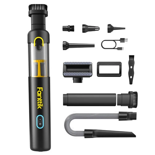 Fanttik Slim V8 Apex Car Vacuum, 4-in-1 Portable Mini Cordless Vacuum with 19000pa Suction Power, Type-C Charge, 2 Suction Modes, Handheld Vacuum for Car, Office Desk, Keyboards (Black)