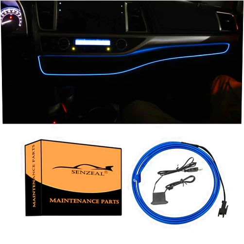 Senzeal 1M/39Inch Car LED Strip Light, Neon Panel Gap String Strip Light Interior Decor Atmosphere Strip Lamp PVC Glowing Wire Lamp for Toyota Highlander 2014 2015 2016 2017 2018 2019 Blue