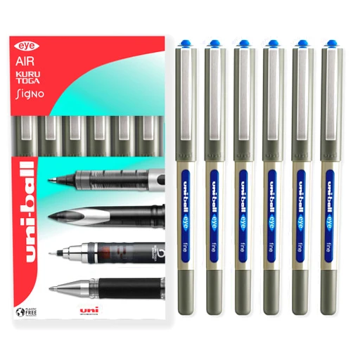 uni-ball EYE - UB-157 Rollerball Pens - 0.7mm Nib - In Gift Box Packaging (Pack of 6, Blue)