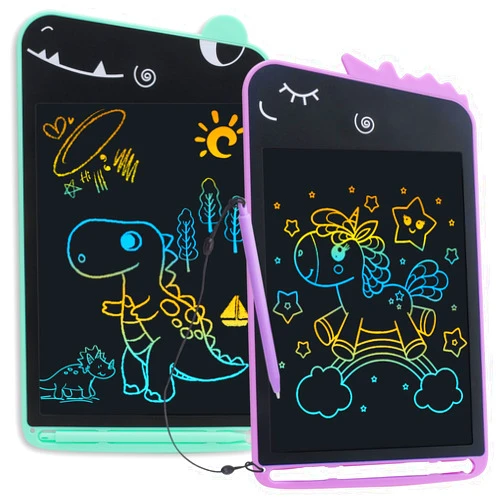 NGOKPYD LCD Writing Tablet for Kids, 8.5 Inch Colorful Toddler Doodle Board, Erasable Reusable, Educational Learning Toy for Kids, Christmas and Birthday Gifts-Green Dinosaur and Purple Unicorn,2 Pack
