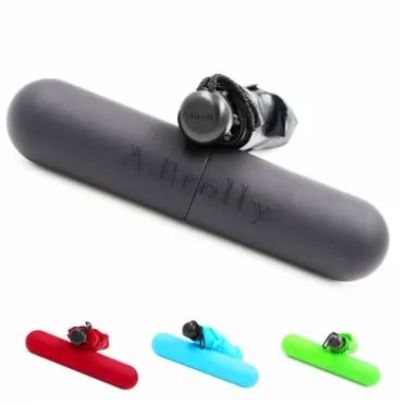 A.Brolly Travel Windproof Mini Umbrella Parasol With SPF 50+ UV Protection - World's Lightest Weights 【 Only 3 oz 】(TUBE Black)