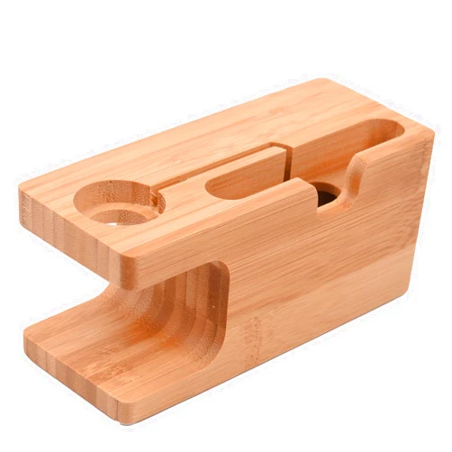 BARUHARI Mobile Stand Charging Station Bamboo Phone Dock Multi-Device Desk Organizerb 2 in 1 Compatible with Most Smartphones and Watches