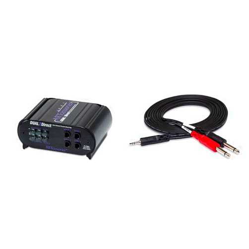 ART DualZDirect Dual Professional Passive Direct Box & Hosa CMP-153 3.5 mm TRS to Dual 1/4
