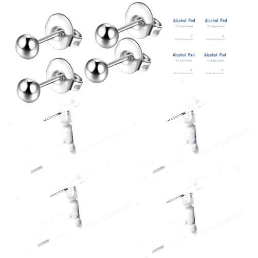 Orilace 4 Pcs Ear Piercing Kit - Self Disposable Ear Piercing Gun Built-In Earring Stud at Home Piercing Kit Tool Low Pain Easy Use for Salon 3mm