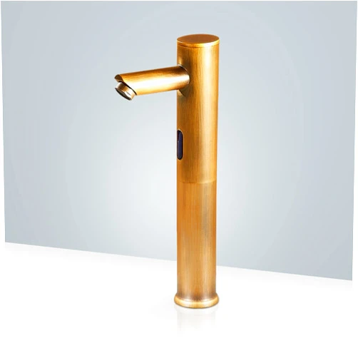 Fontanashowers Fontana Showers Commercial Automatic Motion Sensor Faucet - FS-389GF Contemporary Style Deck Mount Solid Brass with Hot & Cold Water Mixer Sensor Faucet - Gold Finish