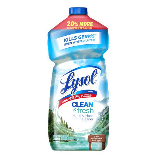 Lysol Multi-Surface Cleaner, Sanitizing and Disinfecting Pour, to Clean and Deodorize, Cool Adirondack Air, 48oz