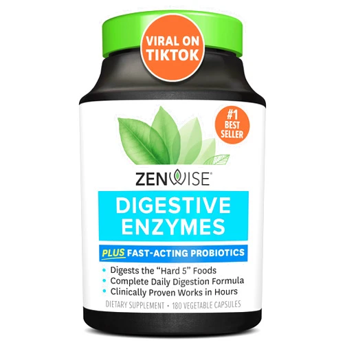 Zenwise Health Digestive Enzymes for Gut Health - Probiotic Multi Enzymes with Prebiotics and Probiotics for Women and Men for Digestive Health and Bloating Relief, Daily Enzymes for Digestion -180 CT