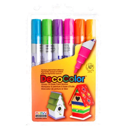 Marvy Uchida Uchida Of America DecoColor Paint Marker, Primary Colors, 6 per Set