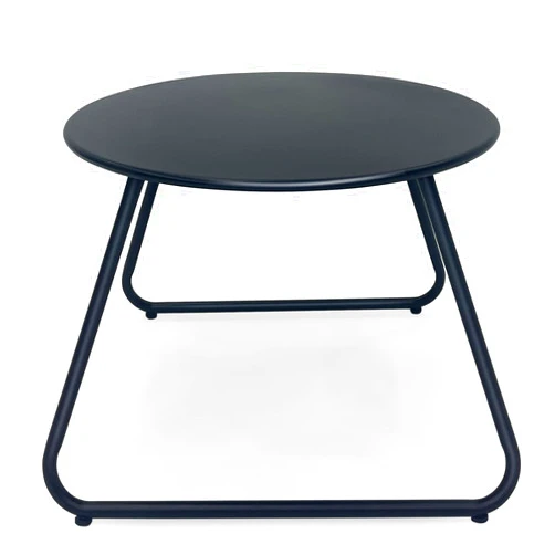 Meluvici Patio Outdoor Coffee Table, Metal Steel Round Outdoor Side Table, Weather Resistant Patio End Tables, Black