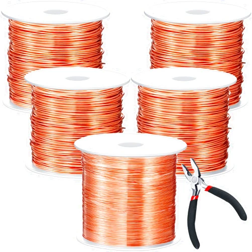 Funrous 5 Rolls 5 Size Jewelry Wire 18, 20, 22, 24, 26 Gauge Jewelry Copper Wire Kit Jewelry Beading Wire Bendable Craft Metal Wire for Jewelry Making Crafts, Sculpting with a Pliers(Copper)