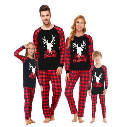 YIJIU Christmas Pajamas Cute Deer Print Long Sleeve Totem PJS Set