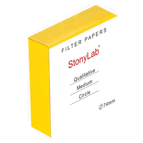 StonyLab Qualitative Filter Paper Circles, 74mm Diameter Cellulose Filter Paper with 20 Micron Particle Retention Medium Filtration Speed, Pack of 100