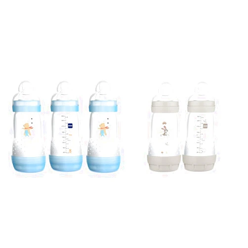 MAM Easy Start Anti-Colic Bottle 9 oz (3-Count), Baby Essentials & Easy Start Matte Anti-Colic Baby Bottles, 9 oz (2 Count), Medium Flow Nipples, Unisex Baby,2 Count (Pack of 1)