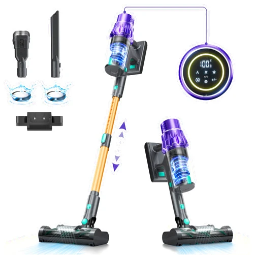 VACPURVANS Cordless Vacuum Cleaner, Vacuum Cleaners for Home 530W/45Kpa Powerful Suction with LED Touch Display, Rechargeable Stick Vacuum, 60 Mins Runtime, Handheld Vacuum for Carpets, Hard Floors, Pet Hair