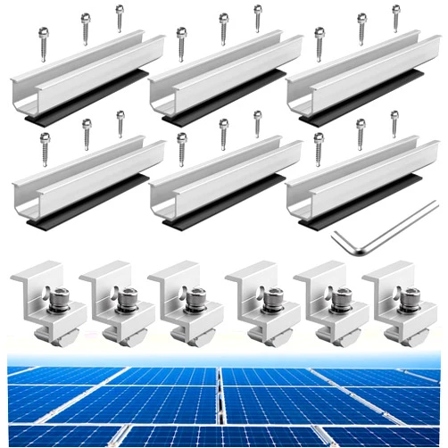 Anbte Solar Panel Bracket Kit, 6 Pieces Aluminium Mounting Rail 30mm/35mm Include 6 Screws M8 * 25mm, Z-Bracket Set, Solar Mounting Rail Connector for Metal Roof, Tin Roof, Flat Roof, Sheet Roof