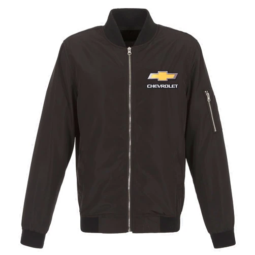 JH DESIGN GROUP Mens Chevrolet Lightweight Zip-Up Nylon Jacket with Knit Trim