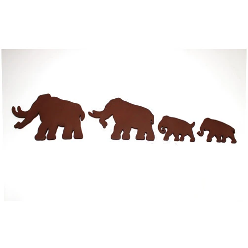 Rusty Nail woodworks Woolly Mammoth Family of 4 – Wood Mammoth Family – Brown Woolly Mammoth Family – Brown Mammoth Family - Woolly Mammoths - Wood Mammoths