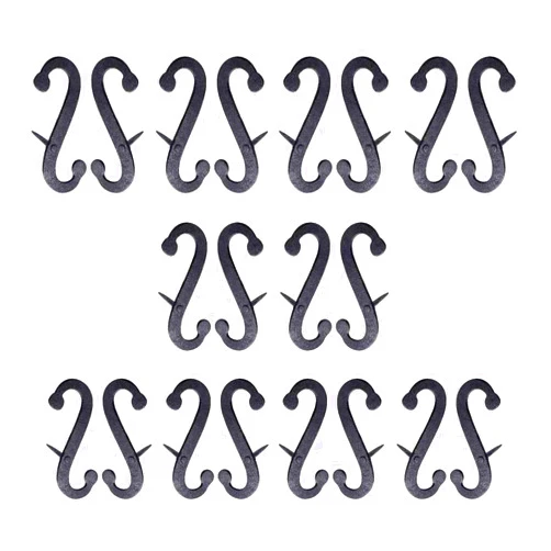 Renovators Supply Manufacturing Shutter Dogs Pair 6.25 in Black Decorative S Shaped Wrought Iron Shutter Dogs with Mounting Hardware Pack of 10