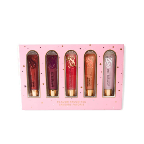 Victoria's Secret Lip Gloss Gift Set, Flavor Favorites, Flavored Lip Gloss Set for Women, Includes 5 assorted Lip Glosses