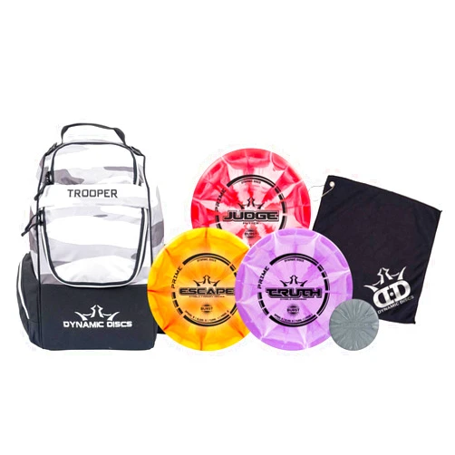 D·D DYNAMIC DISCS Dynamic Discs Trooper Backpack Prime Burst Disc Golf Starter Set | Dynamic Discs Trooper Disc Golf Bag Included | Prime Burst Judge, Prime Burst Truth, and Prime Burst Escape Included