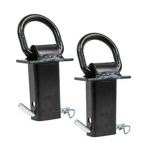 Mytee Products (2 Pack) Heavy Duty Adjustable Trailer Stake Pocket -Small 5/8 Inch Forged D Ring Black Powder Coated w/ 1/2