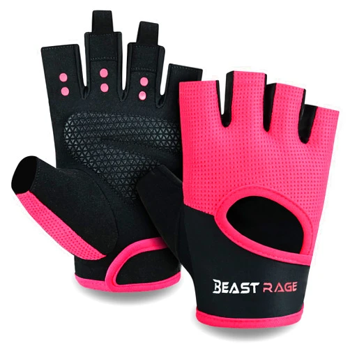 BEAST RAGE Workout Gloves for Men & Women - Fingerless Gym Gloves with Palm Protection, Breathable & Lightweight for Weightlifting, Cycling & Pull Up
