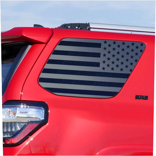 GRIT KULTURE GRITKULTURE Universal American USA Flag Vinyl Decal 2 Pack 28.5 inch by 15.7 inch for SUV Truck Car Windows Stickers Free Installation Tool Included. (Subdued Black)