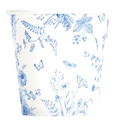 Crisky 300 Pack Paper Bathroom Cups 3oz Disposable, Eleglant Design Blue Floral Small Mouthwash Cups, Hot/Cold Beverage Coffee, Dessert Cups for Birthday Parties, Home-use, Picnics, Ceremonies