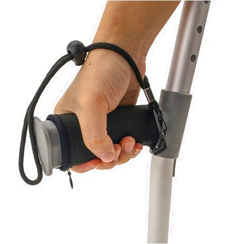 Lifeswonderful Pair of Black Padded Neoprene Crutch Handle Covers for Comfort with Wrist Strap - by Lifeswonderful