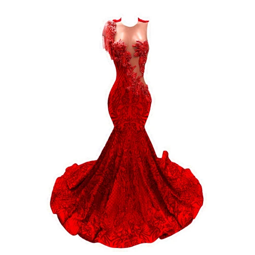 LYKYCYFG Mermaid Evening Dress Sequins Applique Prom Dress Shower Gala Pageant Celebrity Gowns