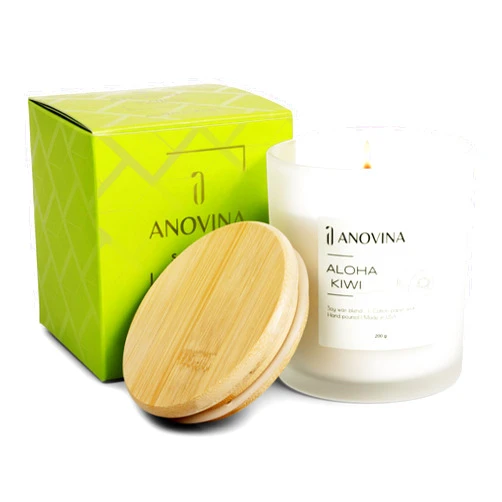 Anovina Hand-Poured in USA, Anovina Aloha Kiwi Scented Candles for Women – Premium Soy Wax Blend with Tropical Kiwi & Fruit Fragrance. A Perfect Valentine's Gift for a Serene Retreat!