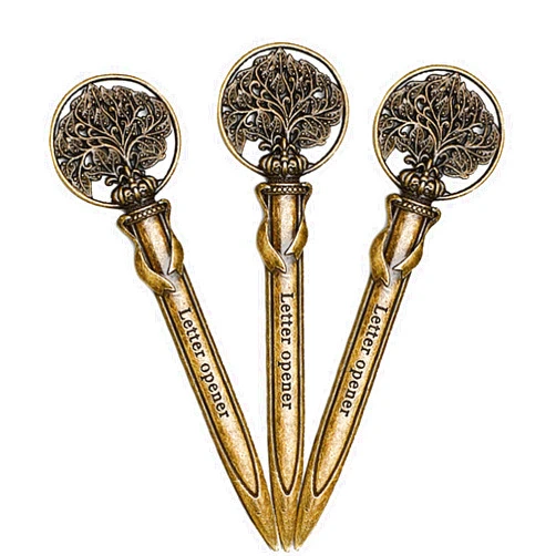Shuixiong 3 Pcs Vintage Leaves Letter Opener Silvery Metal Envelope Open Tool Hand Paper Cutter for Home and Office Supplies Envelope Slitter