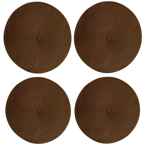 Sinphleng Tag 555053 Round Woven Placemat, 15-Inch, Chocolate, Set of 4