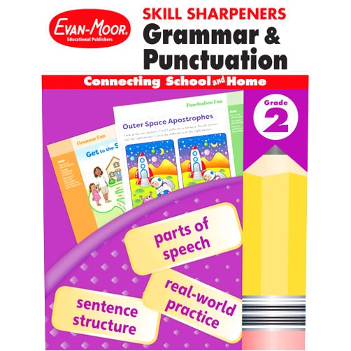 Evan-Moor Educational Publishers Evan-Moor Skill Sharpeners Grammar and Punctuation Workbook, Grade 2, Nouns, Verbs, Sentence Structure, Subject, Predicate, Language Handbook, Real-World Practice, Fun Activities, Homeschool, Practice