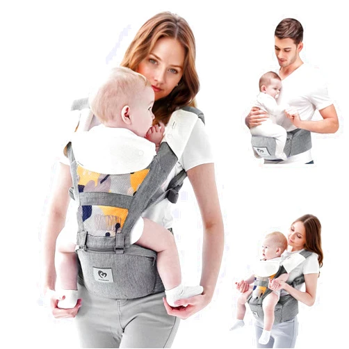 Bellababy Baby Carrier, Bellababy Multifunction Baby Carrier Hip Seat (Ergonomic M Position) for 3-36 Month Baby, 6-in-1 Ways to Carry, All Seasons, Adjustable Size, Perfect for Shopping Travelling (Grey)