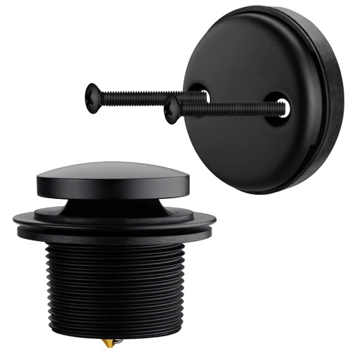 Anpean Brass Tip-Toe Tub Drain Kit with Basket Strainer and Two Hole Overflow Faceplate, Matte Black