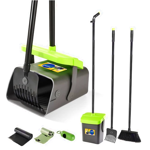 Meijubol Pooper Scooper Swivel Bin & Rake Kit with Broom Set of 3 for Large Medium Small Dogs with 46