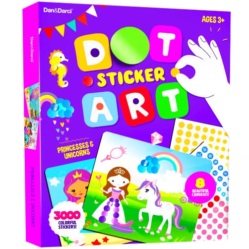 Dan&Darci Dot Stickers Art for Kids - Sticker Books for Toddlers 2-4 Years - Arts and Crafts for Kid Ages 2-4 3-5 4-6 - 4 Year Old Girl Birthday Gifts - Toddler Craft Travel Activities Gift for Little Girls