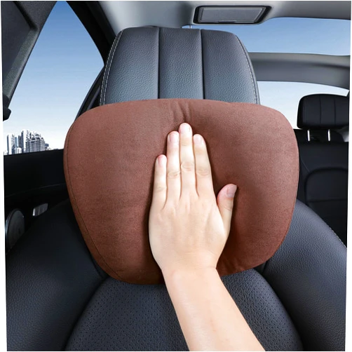 POKSRI car headrest Pillow, car Neck Pillow for Driving, 11.8x7.5 inches Head Rest Pillow for car,Fits Most car Models, Suede Fabric with Polyester Fiber Filling(Coffee 1PC)
