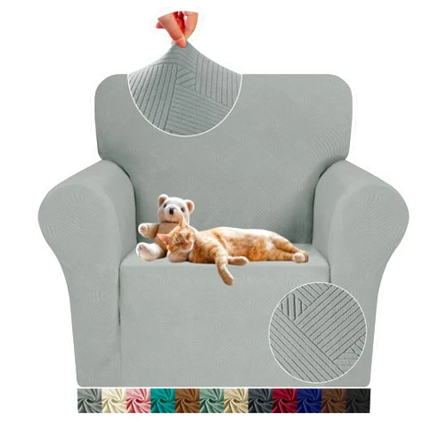 JIVINER Chair Sofa Slipcovers Stretch Chair Covers for Living Room Washable Couch Covers Armchair Universal Sofa Furniture Protector with Elastic Bottom for Pets and Kids (Chair, Light Gray)
