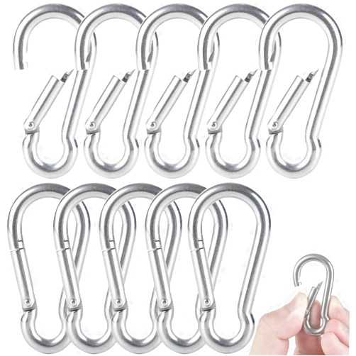 AOWESM Stainless Steel Spring Snap Hook Carabiner - Heavy Duty Carabiners - 304 Stainless Steel Clips - Keychain Quick Links