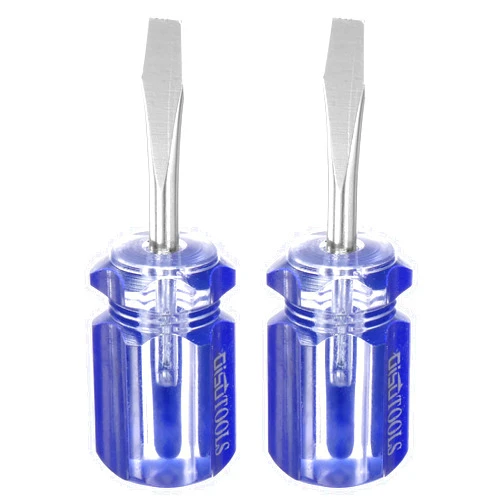 HARFINGTON 2pcs SL6 Short Tip Slotted Screwdriver Stubby Magnetic Flat Head Screwdrivers CR-V Small Pocket Screwdriver for DIY Repairing, Blue